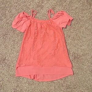 Lace front, cold shoulder/off the shoulder top